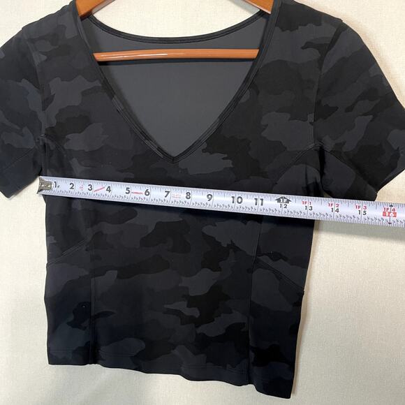 Lululemon Align Short Sleeve V-Neck Top Black Camo - Picture 5 of 7